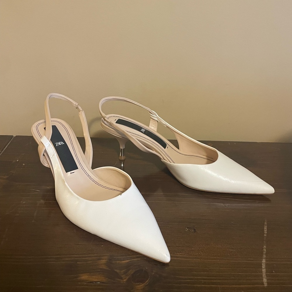 Zara kitten heel sling backs